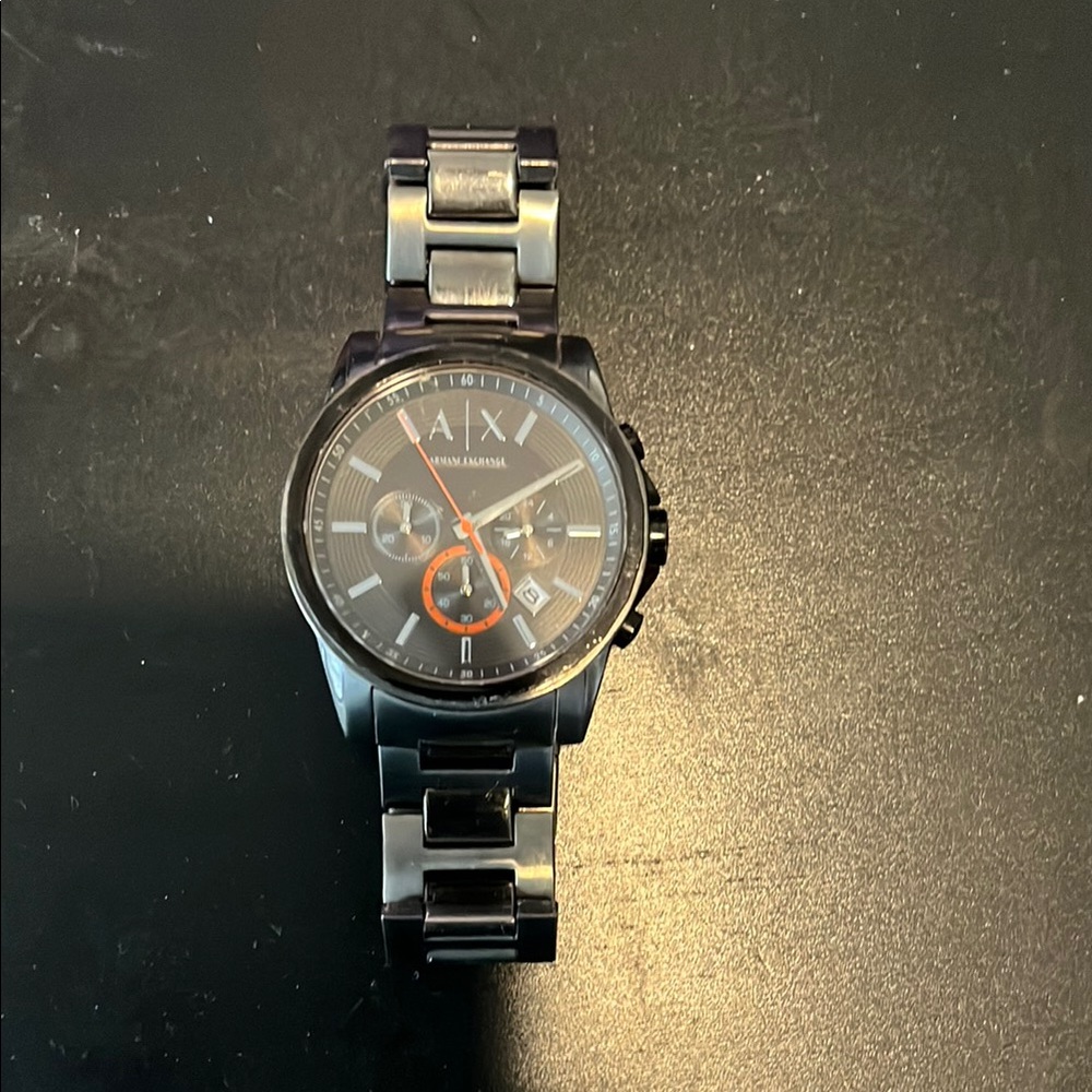 Armani Exchange Black and Silver Watch